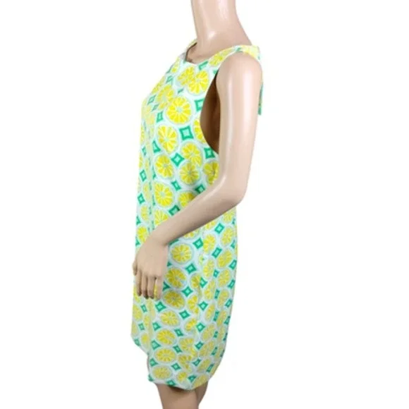 Sail to Sable Dress Womens Small Lemon Print Shift Sleeveless Zip‎ Back TXSP2042
